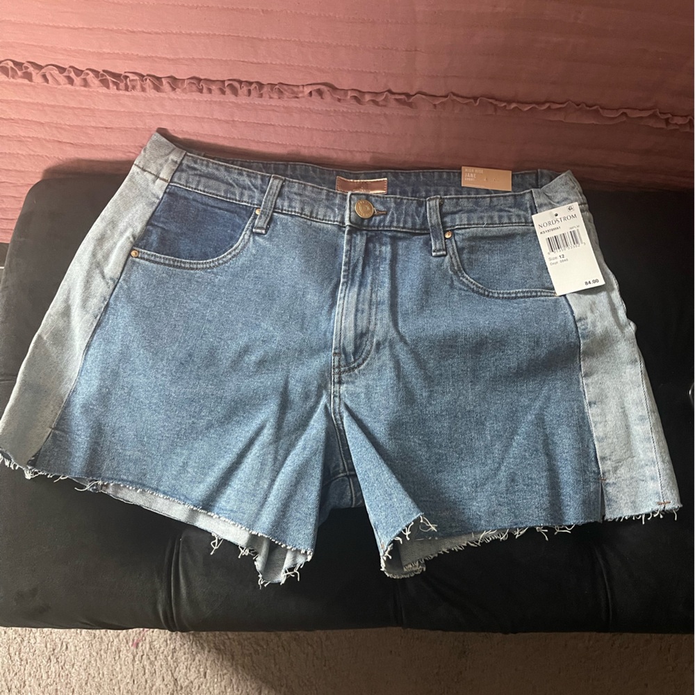 Kut from the Kloth Blue Jean Shorts with Frayed Hem